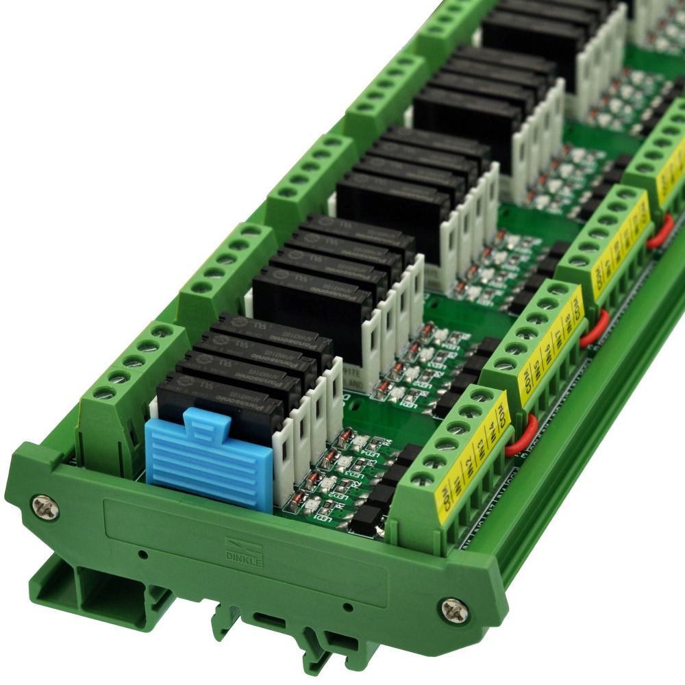 CZH-LABS DIN Rail Mount Passive DC5V 32 SPST-NO 5Amp APAN3105 Slim Power Relay Module.