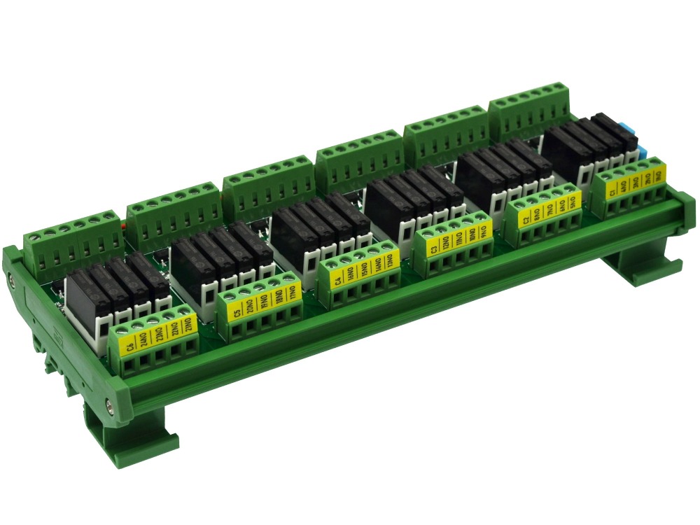 CZH-LABS DIN Rail Mount Passive DC5V 24 SPST-NO 5Amp APAN3105 Slim Power Relay Module.