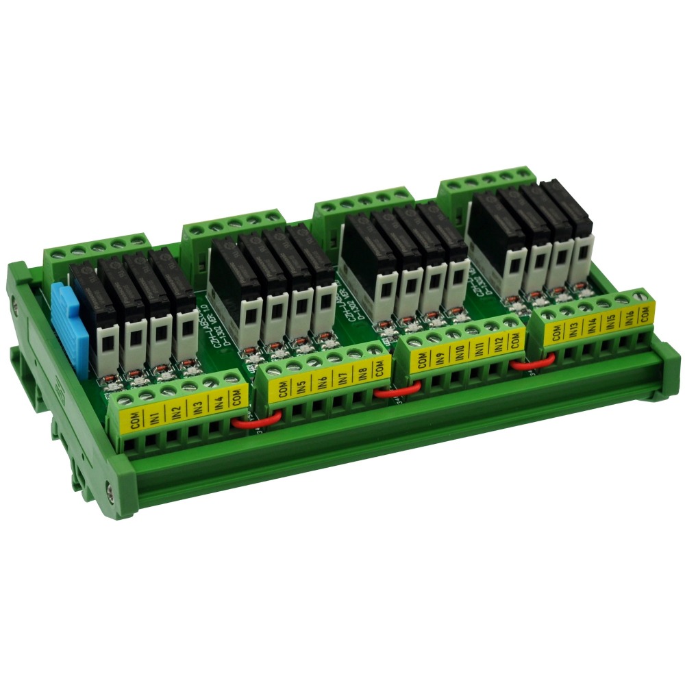 CZH-LABS DIN Rail Mount Passive DC5V 16 SPST-NO 5Amp APAN3105 Slim Power Relay Module.