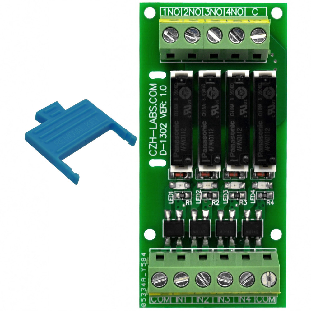 CZH-LABS Passive DC12V 4 SPST-NO 5Amp APAN3112 Slim Power Relay Module.