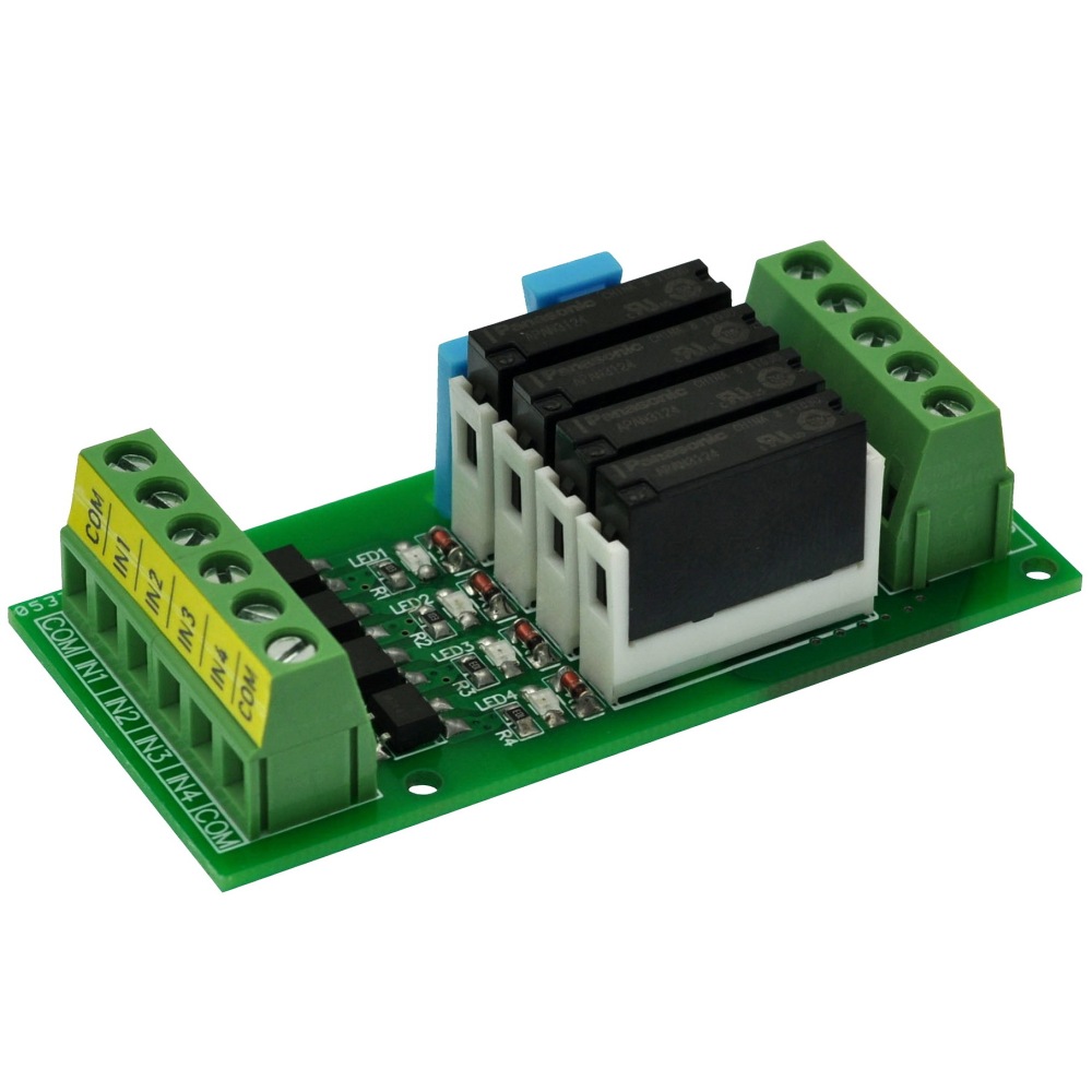 CZH-LABS Passive DC24V 4 SPST-NO 5Amp APAN3124 Slim Power Relay Module.