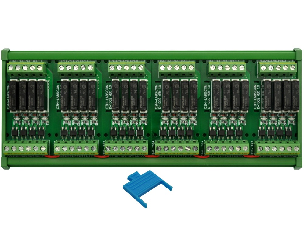 CZH-LABS DIN Rail Mount Passive DC5V 24 SPST-NO 5Amp APAN3105 Slim Power Relay Module.