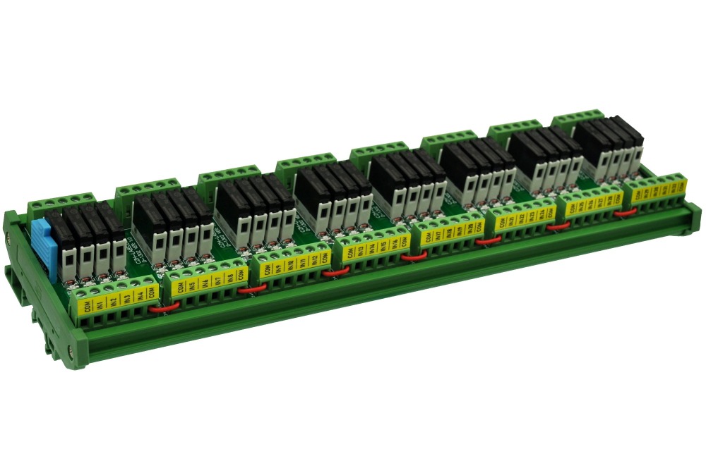 CZH-LABS DIN Rail Mount Passive DC5V 32 SPST-NO 5Amp APAN3105 Slim Power Relay Module.