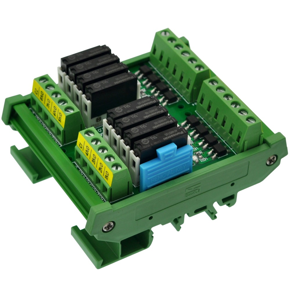 CZH-LABS DIN Rail Mount Passive DC5V 8 SPST-NO 5Amp APAN3105 Slim Power Relay Module.