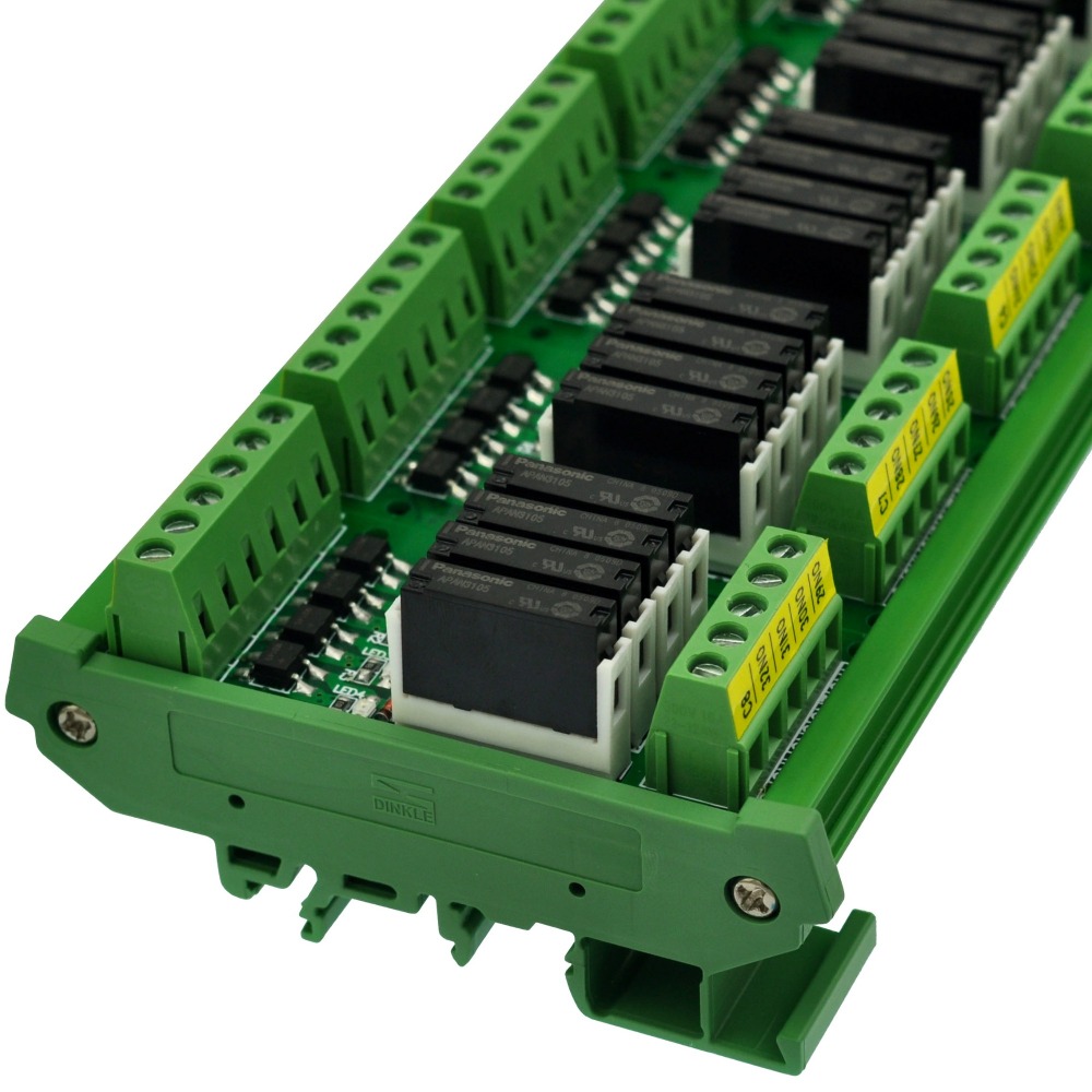 CZH-LABS DIN Rail Mount Passive DC5V 32 SPST-NO 5Amp APAN3105 Slim Power Relay Module.