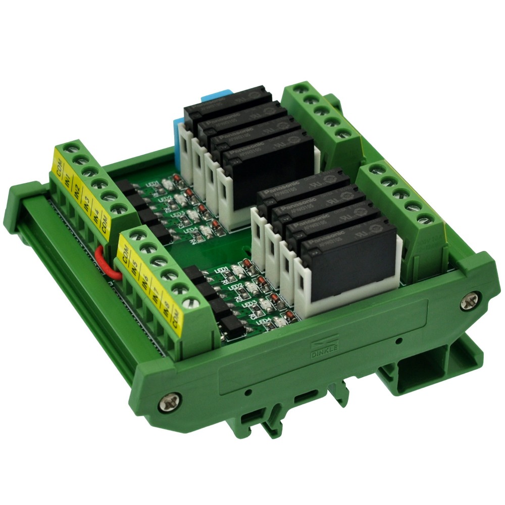 CZH-LABS DIN Rail Mount Passive DC5V 8 SPST-NO 5Amp APAN3105 Slim Power Relay Module.