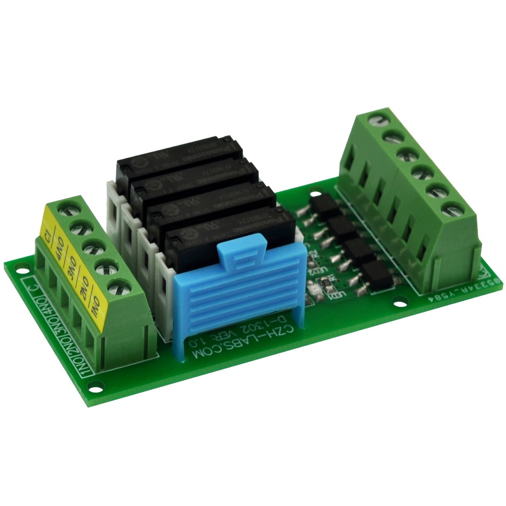 CZH-LABS Passive DC24V 4 SPST-NO 5Amp APAN3124 Slim Power Relay Module.