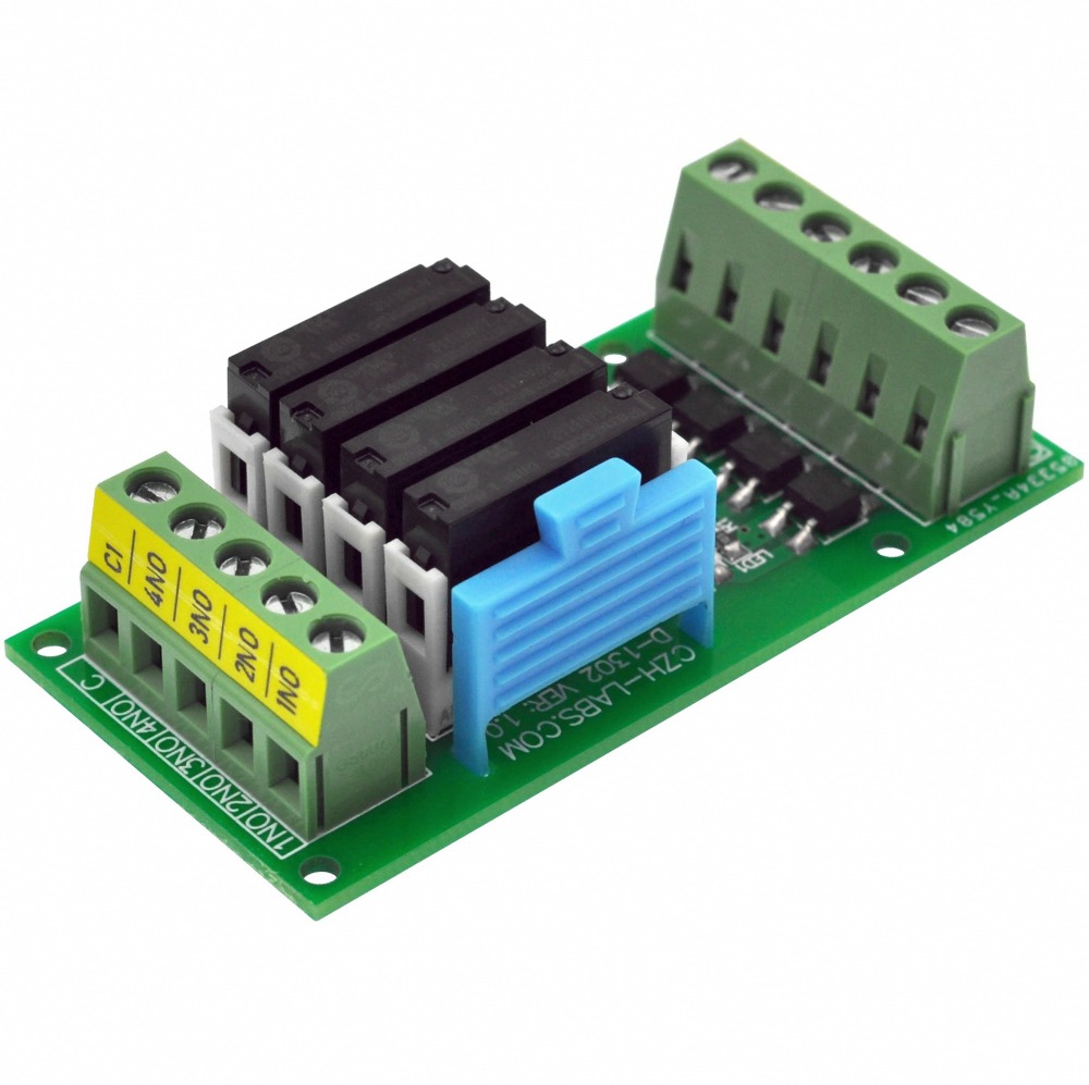 CZH-LABS Passive DC12V 4 SPST-NO 5Amp APAN3112 Slim Power Relay Module.