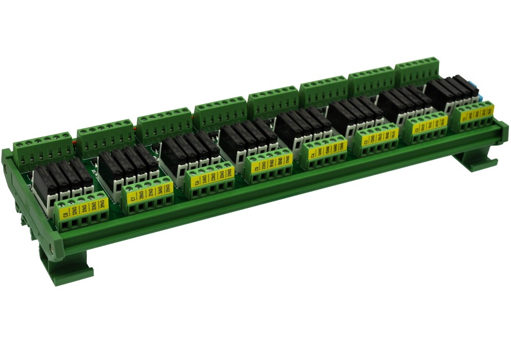 CZH-LABS DIN Rail Mount Passive DC5V 32 SPST-NO 5Amp APAN3105 Slim Power Relay Module.