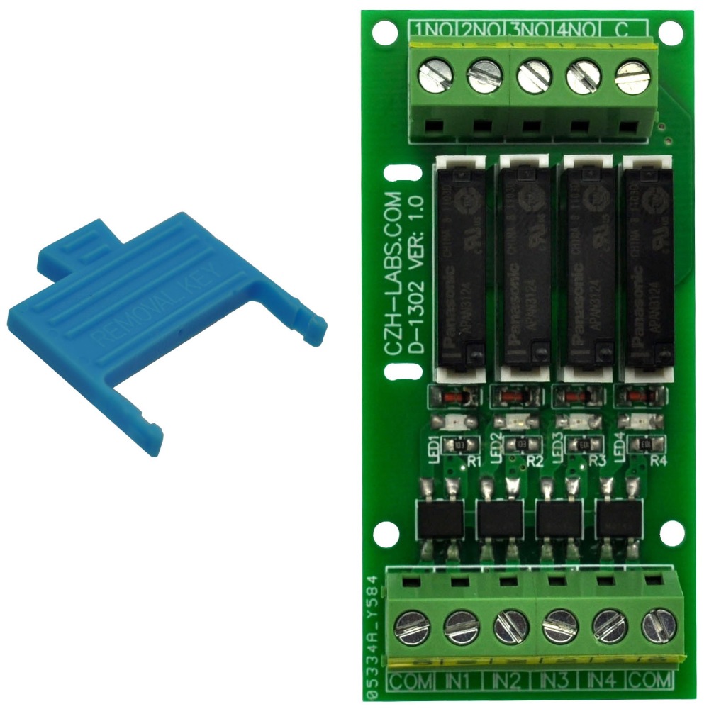CZH-LABS Passive DC24V 4 SPST-NO 5Amp APAN3124 Slim Power Relay Module.