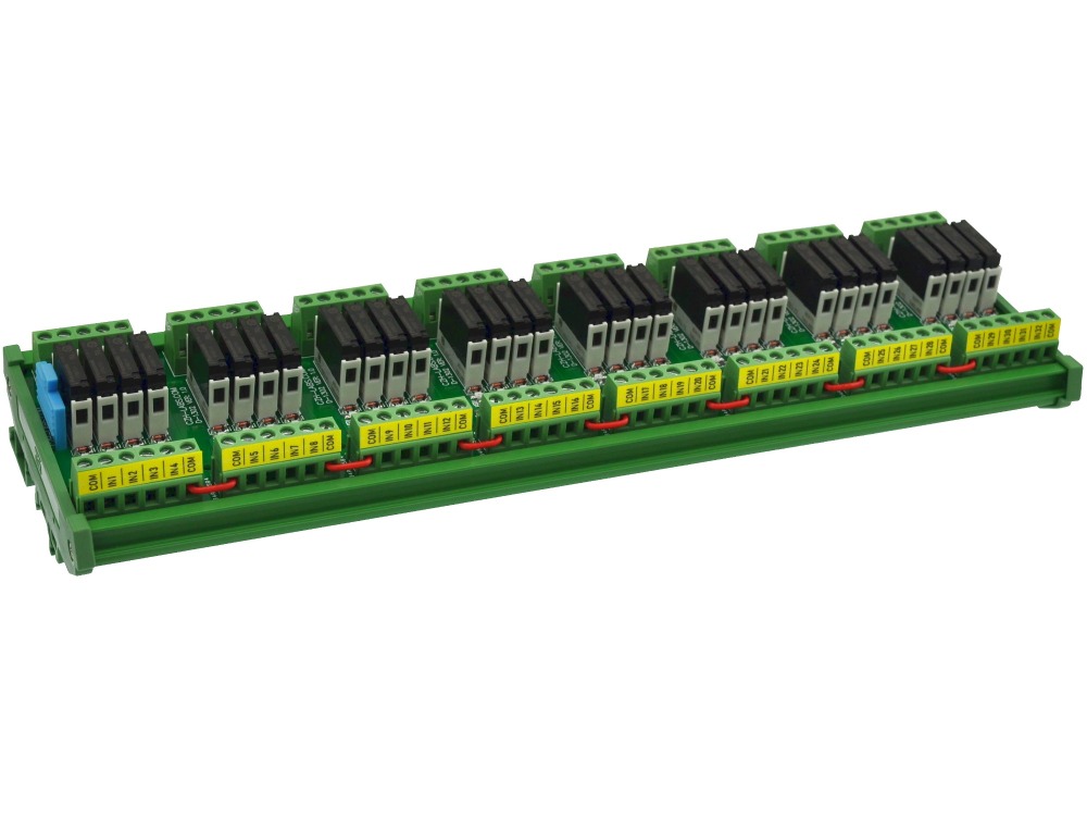 CZH-LABS DIN Rail Mount Passive DC24V 32 SPST-NO 5Amp APAN3124 Slim Power Relay Module.