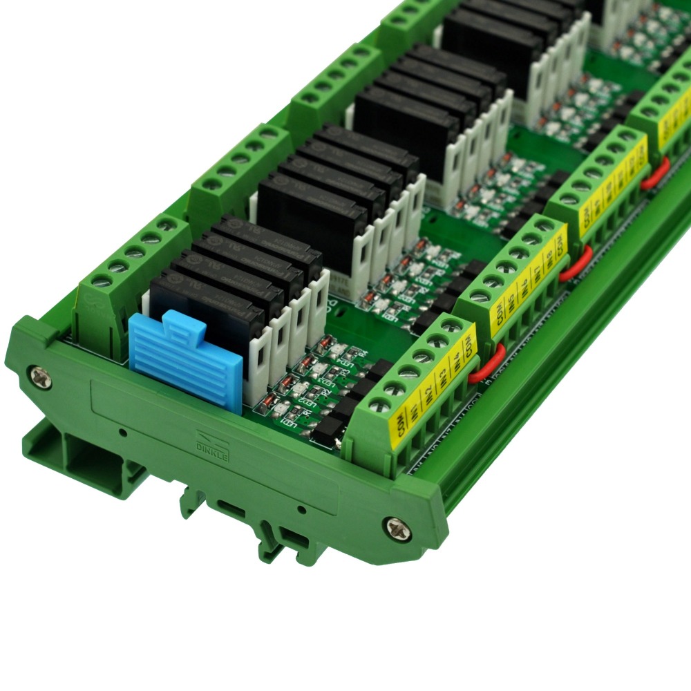 CZH-LABS DIN Rail Mount Passive DC24V 32 SPST-NO 5Amp APAN3124 Slim Power Relay Module.