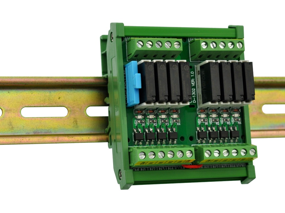 CZH-LABS DIN Rail Mount Passive DC24V 8 SPST-NO 5Amp APAN3124 Slim Power Relay Module.