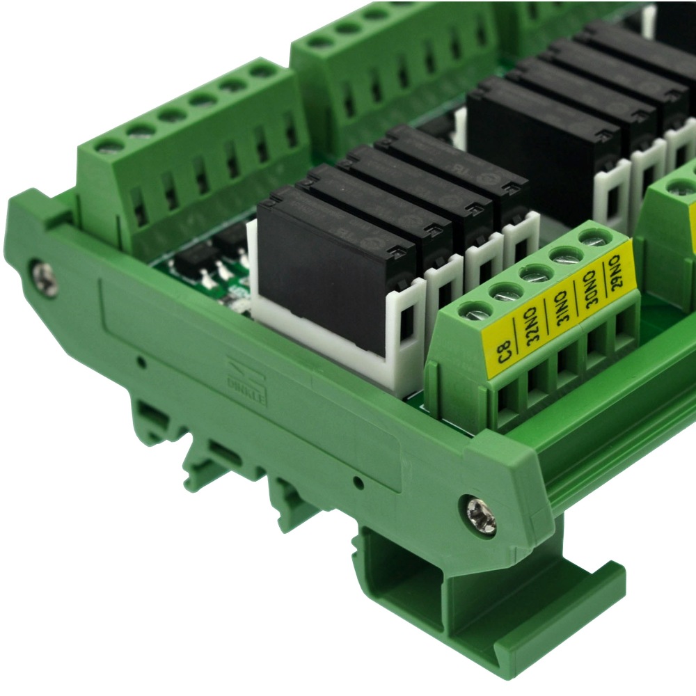 CZH-LABS DIN Rail Mount Passive DC12V 32 SPST-NO 5Amp APAN3112 Slim Power Relay Module.