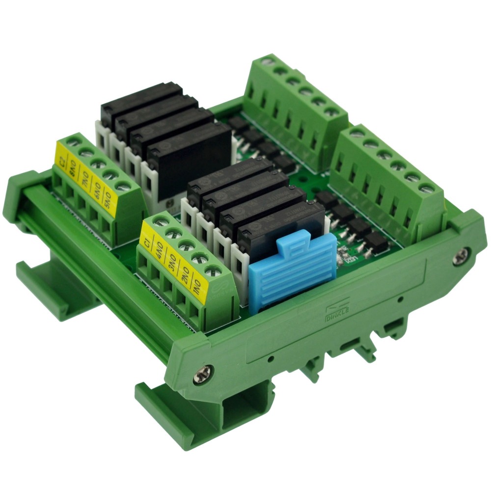 CZH-LABS DIN Rail Mount Passive DC12V 8 SPST-NO 5Amp APAN3112 Slim Power Relay Module.