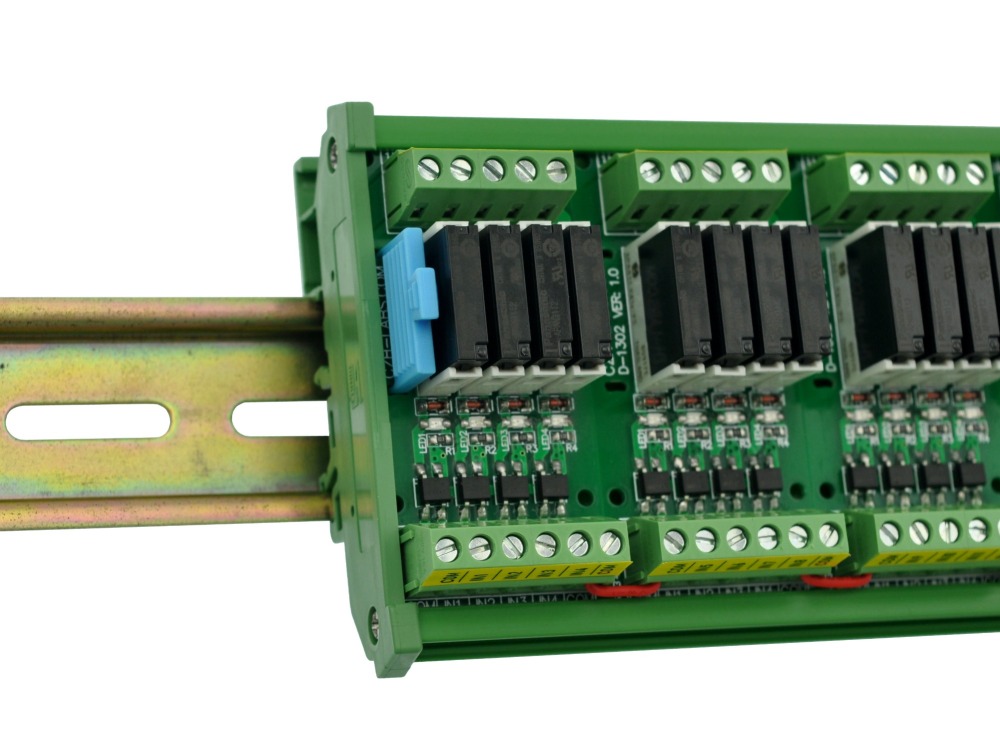 CZH-LABS DIN Rail Mount Passive DC12V 16 SPST-NO 5Amp APAN3112 Slim Power Relay Module.