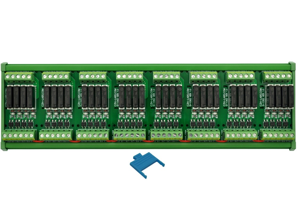 CZH-LABS DIN Rail Mount Passive DC24V 32 SPST-NO 5Amp APAN3124 Slim Power Relay Module.