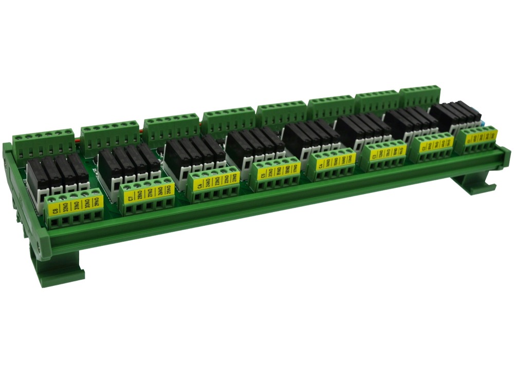 CZH-LABS DIN Rail Mount Passive DC12V 32 SPST-NO 5Amp APAN3112 Slim Power Relay Module.