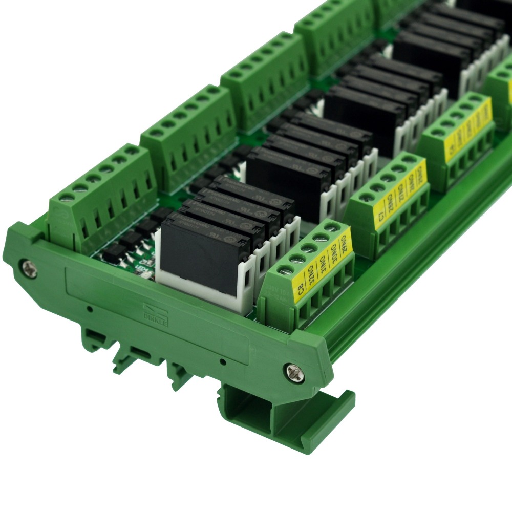 CZH-LABS DIN Rail Mount Passive DC24V 32 SPST-NO 5Amp APAN3124 Slim Power Relay Module.