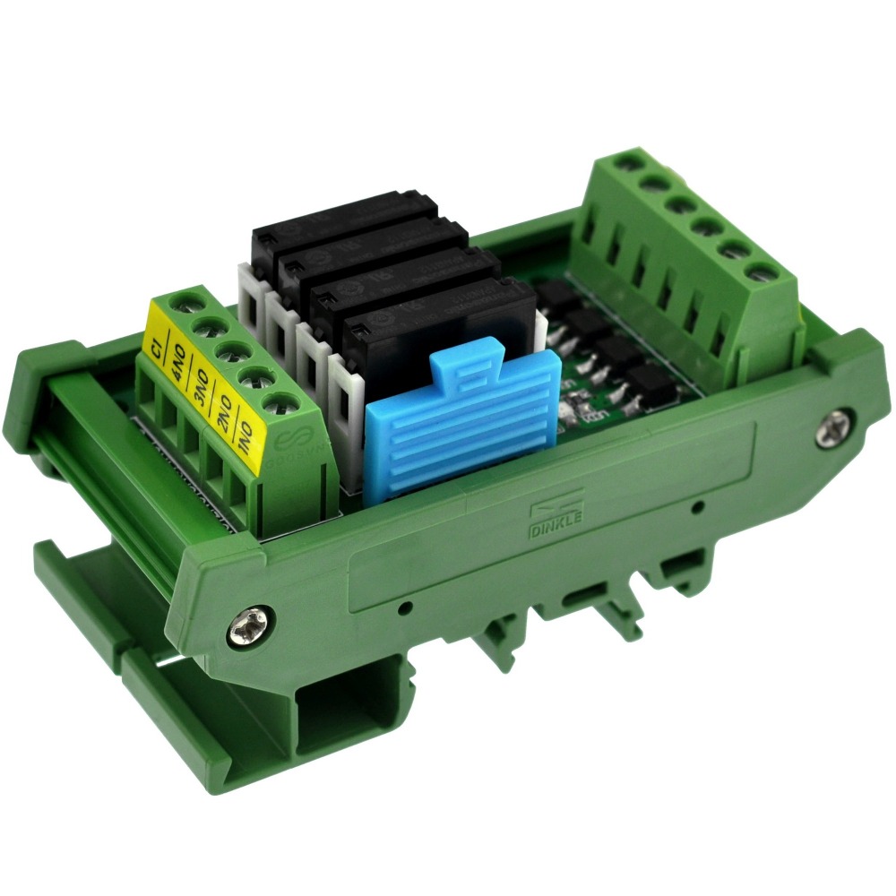 CZH-LABS DIN Rail Mount Passive DC12V 4 SPST-NO 5Amp APAN3112 Slim Power Relay Module.