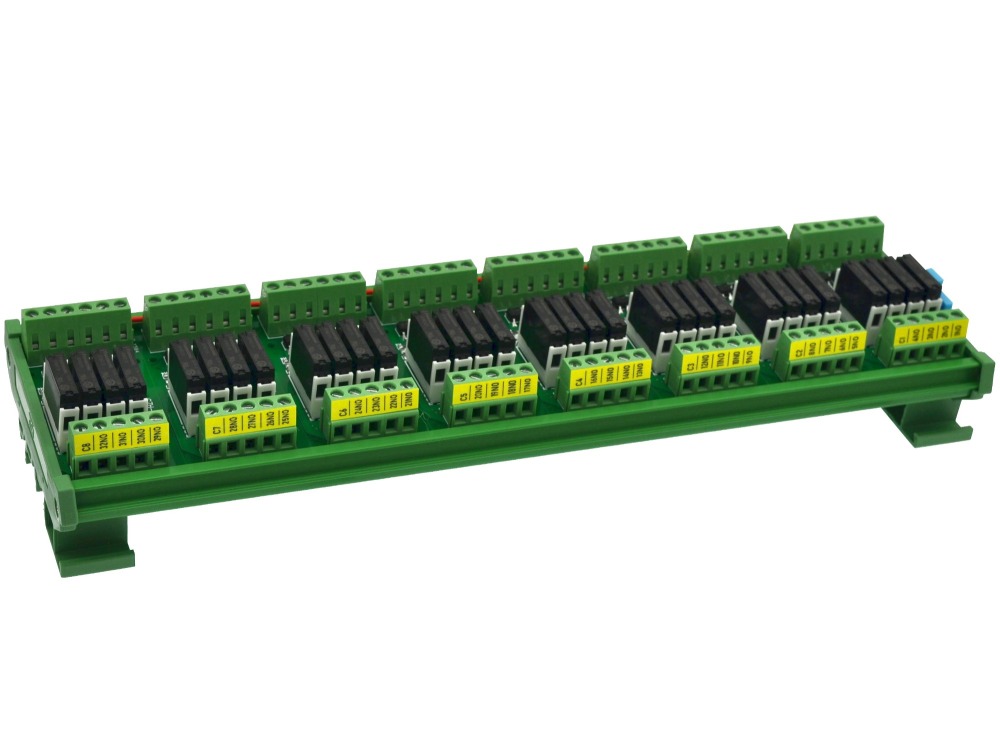CZH-LABS DIN Rail Mount Passive DC24V 32 SPST-NO 5Amp APAN3124 Slim Power Relay Module.