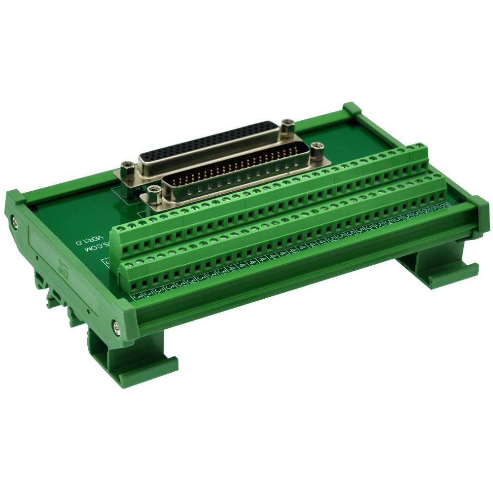 CZH-LABS DIN Rail Mount DSUB DB62HD Male/Female Header Interface Module, D-SUB Breakout Board.
