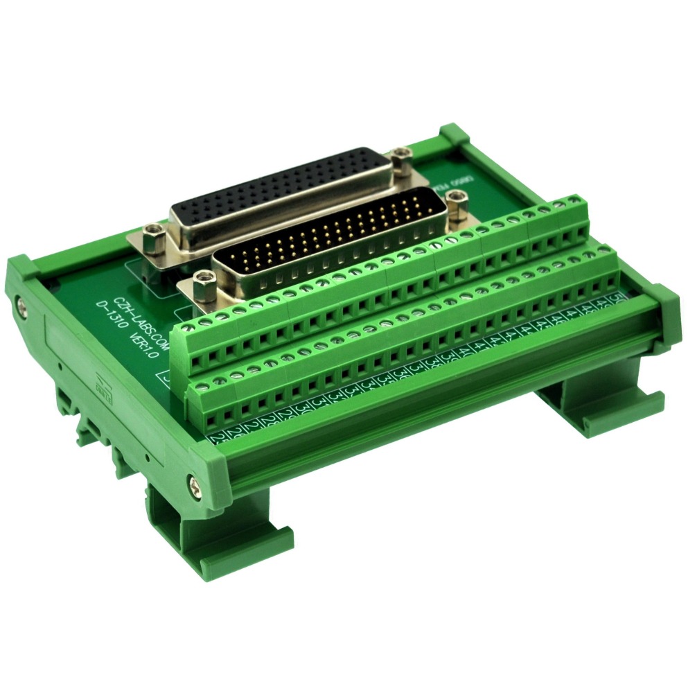 CZH-LABS DIN Rail Mount DSUB DB50 Male/Female Header Interface Module, D-SUB Breakout Board.