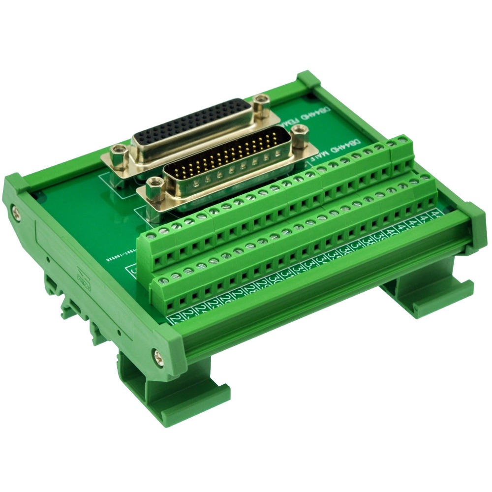 CZH-LABS DIN Rail Mount DSUB DB44HD Male/Female Header Interface Module, D-SUB Breakout Board.