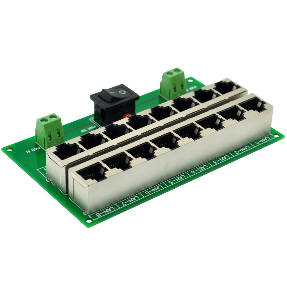 CZH-LABS 8 Ports Passive RJ45 PoE Power Injection Board, Power Over Ethernet Injector Module.