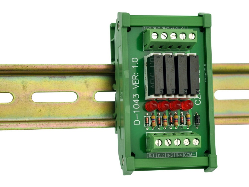 CZH-LABS Slim DIN Rail Mount DC12V Source/PNP 4 SPST-NO 5A Power Relay Module, APAN3112