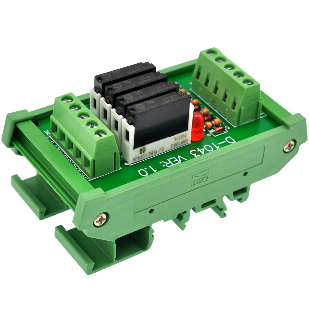 CZH-LABS Slim DIN Rail Mount DC12V Source/PNP 4 SPST-NO 5A Power Relay Module, APAN3112