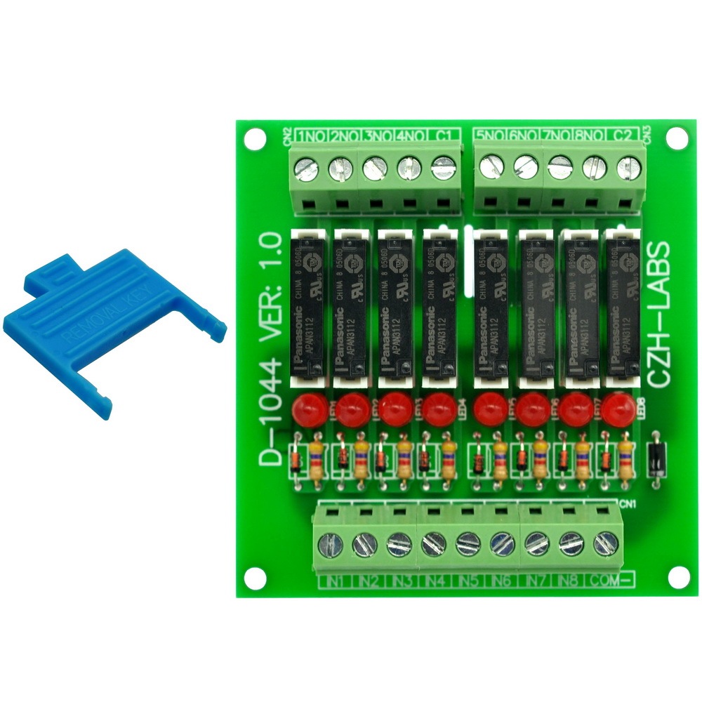 CZH-LABS Slim Panel Mount DC12V Source/PNP 8 SPST-NO 5A Power Relay Module, APAN3112
