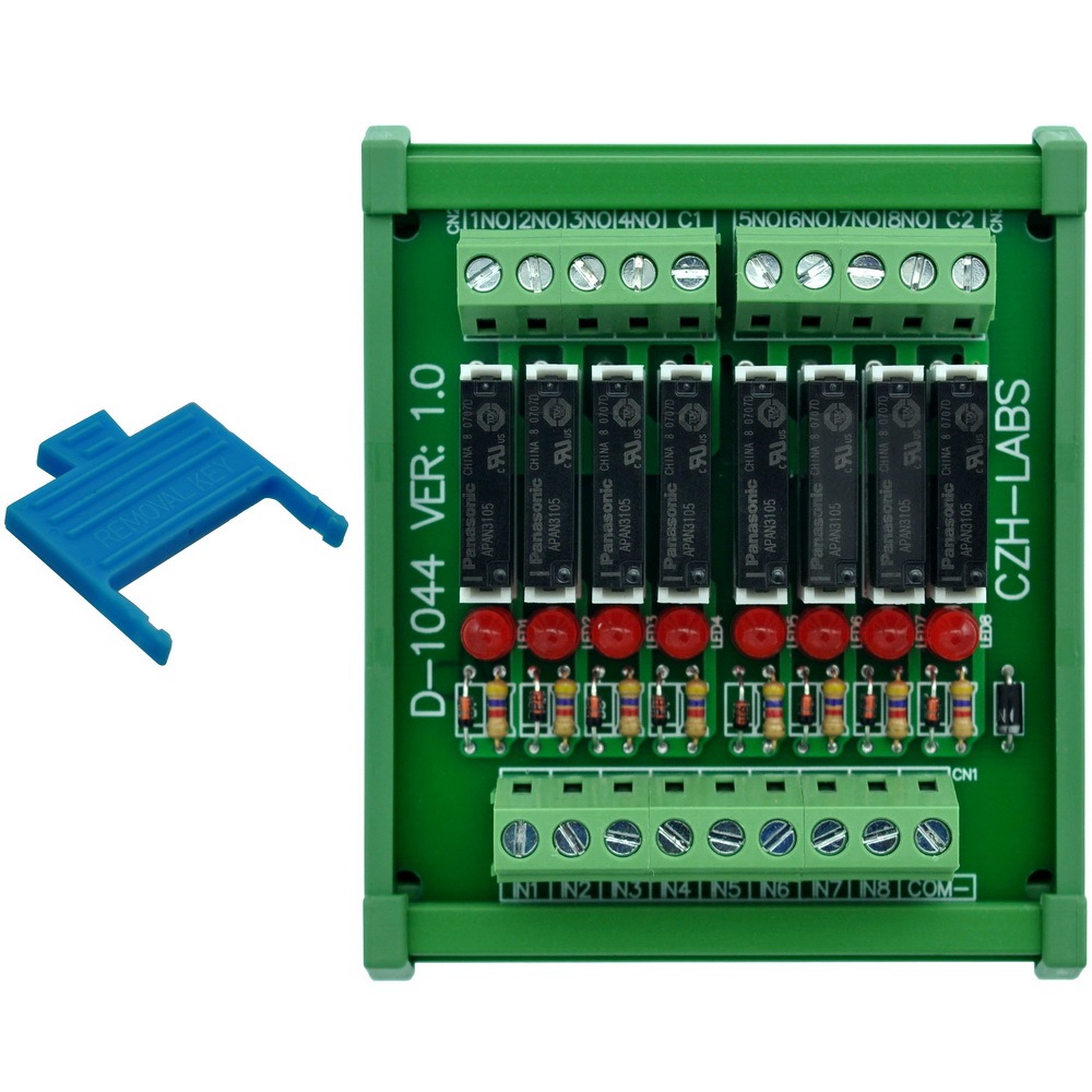 ELECTRONICS-SALON Slim DIN Rail Mount DC5V Source/PNP 8 SPST-NO 5A Power Relay Module, APAN3105