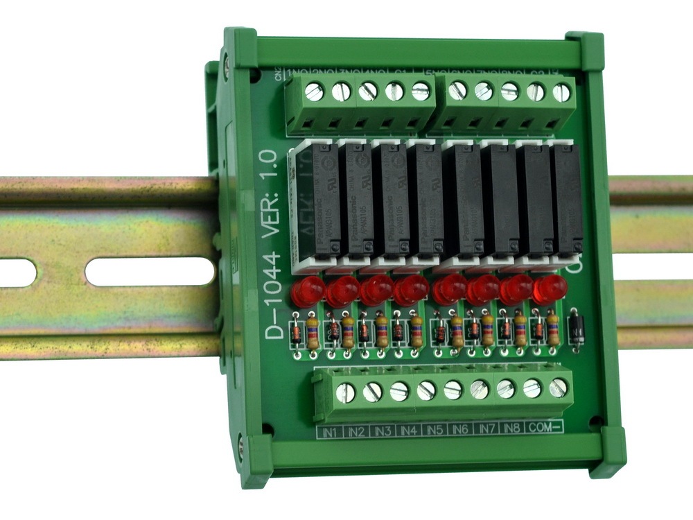ELECTRONICS-SALON Slim DIN Rail Mount DC5V Source/PNP 8 SPST-NO 5A Power Relay Module, APAN3105