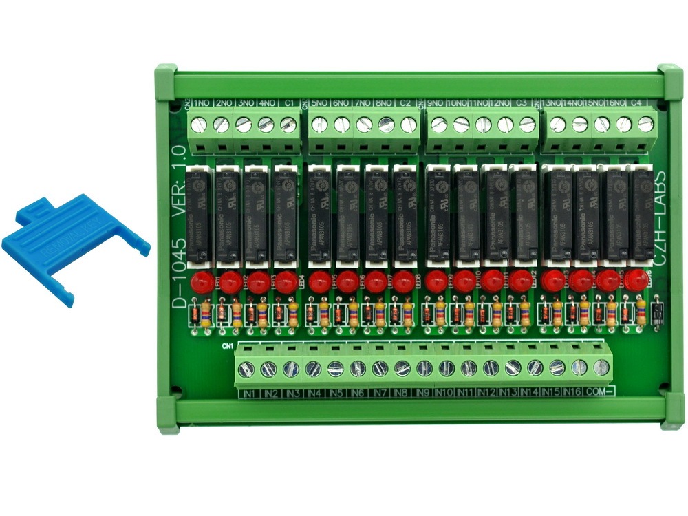 CZH-LABS Slim DIN Rail Mount DC5V Source/PNP 16 SPST-NO 5A Power Relay Module, APAN3105