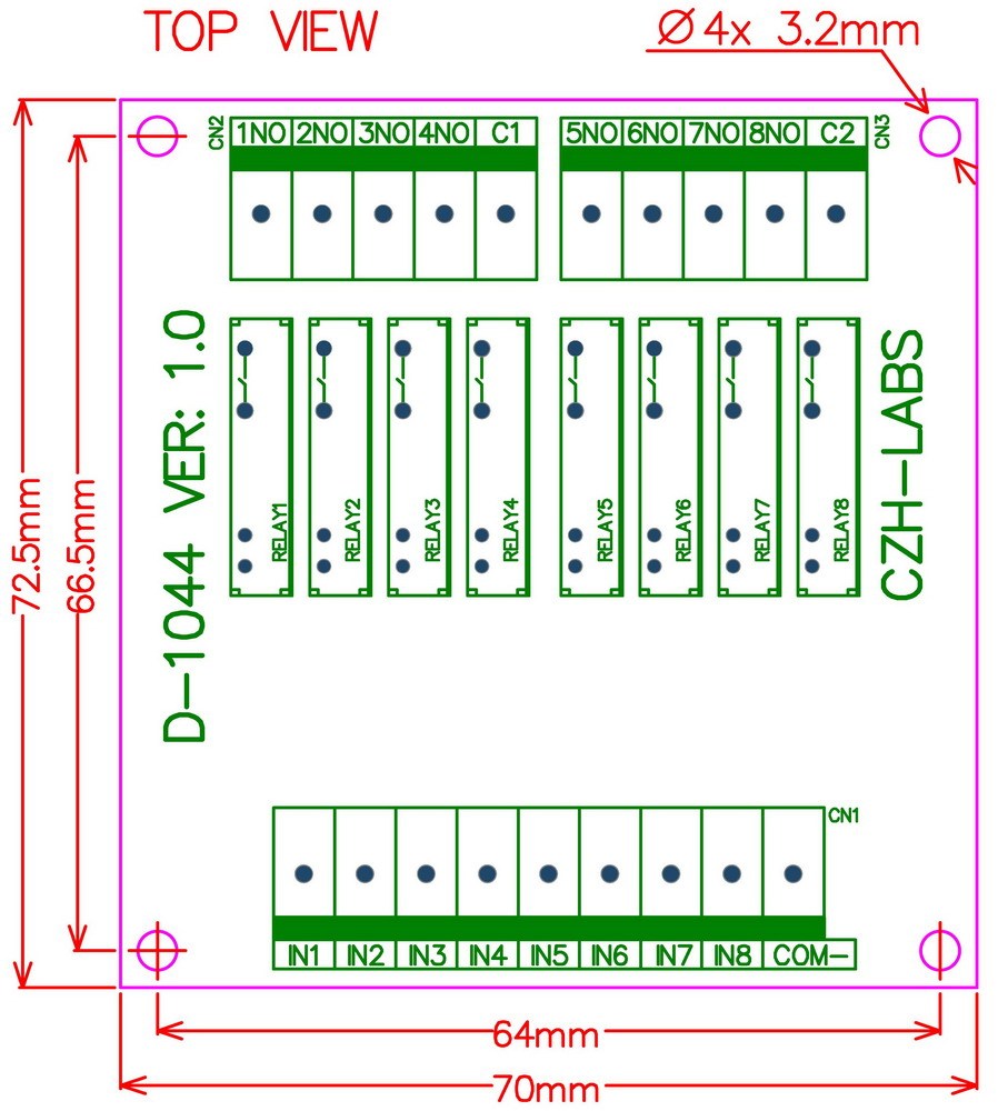 CZH-LABS Slim Panel Mount DC24V Source/PNP 8 SPST-NO 5A Power Relay Module, APAN3124