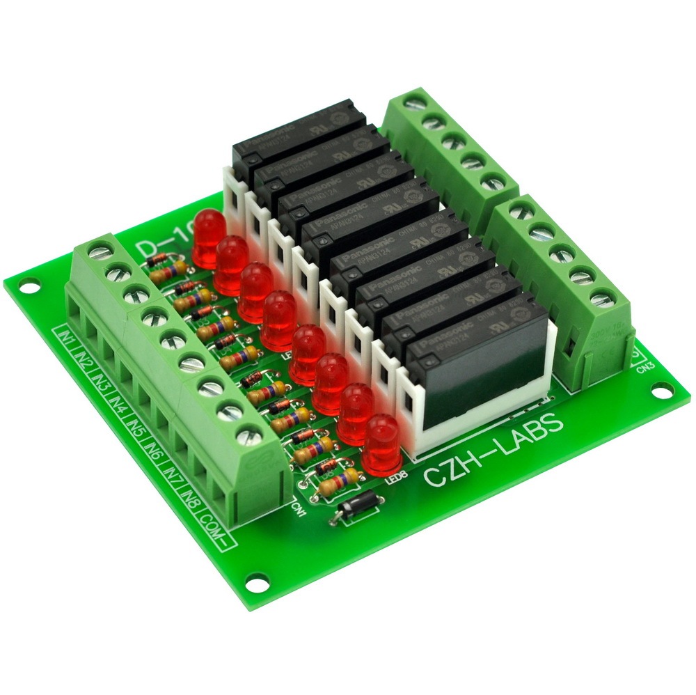 CZH-LABS Slim Panel Mount DC24V Source/PNP 8 SPST-NO 5A Power Relay Module, APAN3124