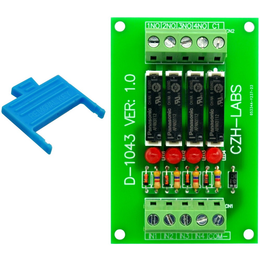 CZH-LABS Slim Panel Mount DC12V Source/PNP 4 SPST-NO 5A Power Relay Module, APAN3112
