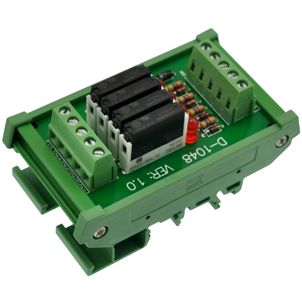CZH-LABS Slim DIN Rail Mount DC24V Sink/NPN 4 SPST-NO 5A Power Relay Module, APAN3124
