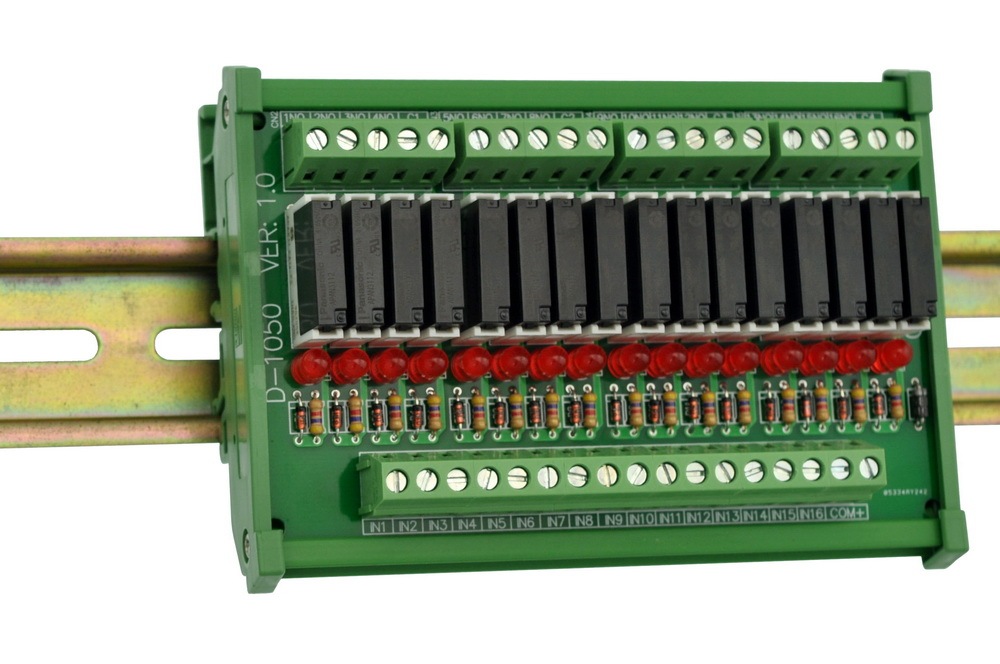 CZH-LABS Slim DIN Rail Mount DC12V Sink/NPN 16 SPST-NO 5A Power Relay Module, APAN3112