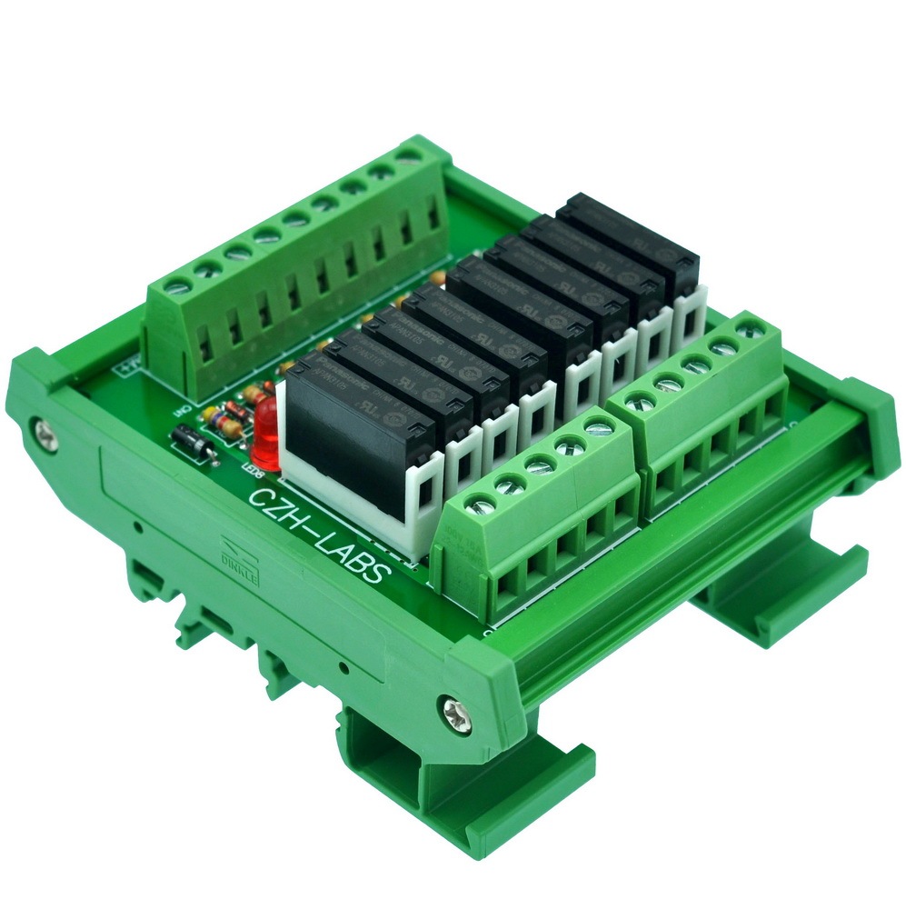 CZH-LABS Slim DIN Rail Mount DC5V Sink/NPN 8 SPST-NO 5A Power Relay Module, APAN3105