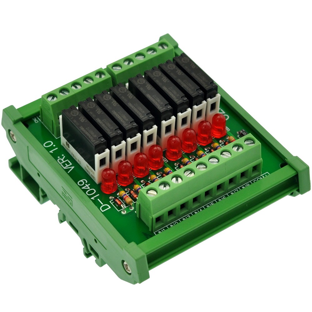 CZH-LABS Slim DIN Rail Mount DC12V Sink/NPN 8 SPST-NO 5A Power Relay Module, APAN3112