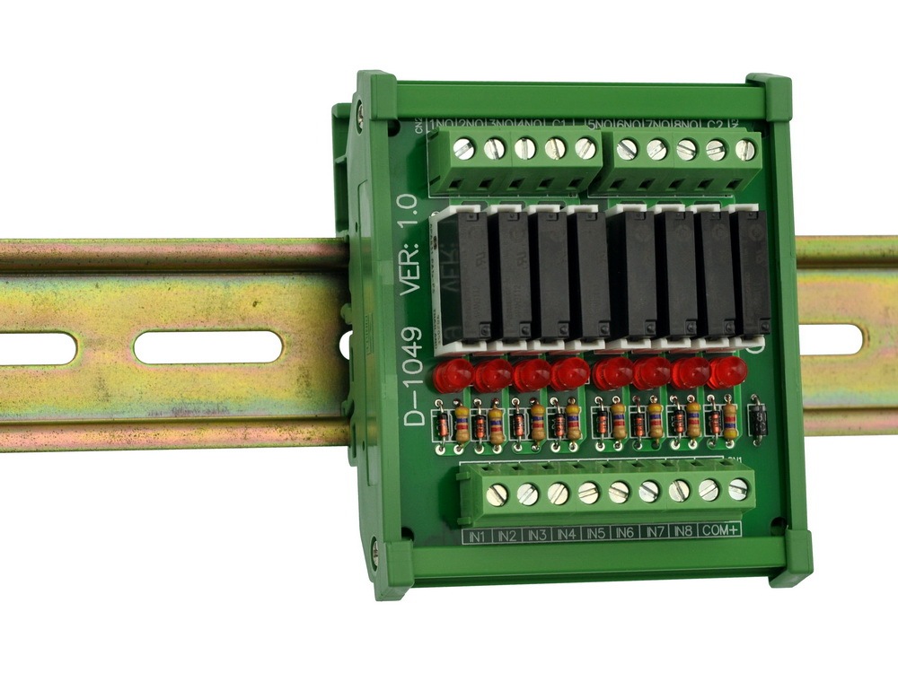 CZH-LABS Slim DIN Rail Mount DC12V Sink/NPN 8 SPST-NO 5A Power Relay Module, APAN3112