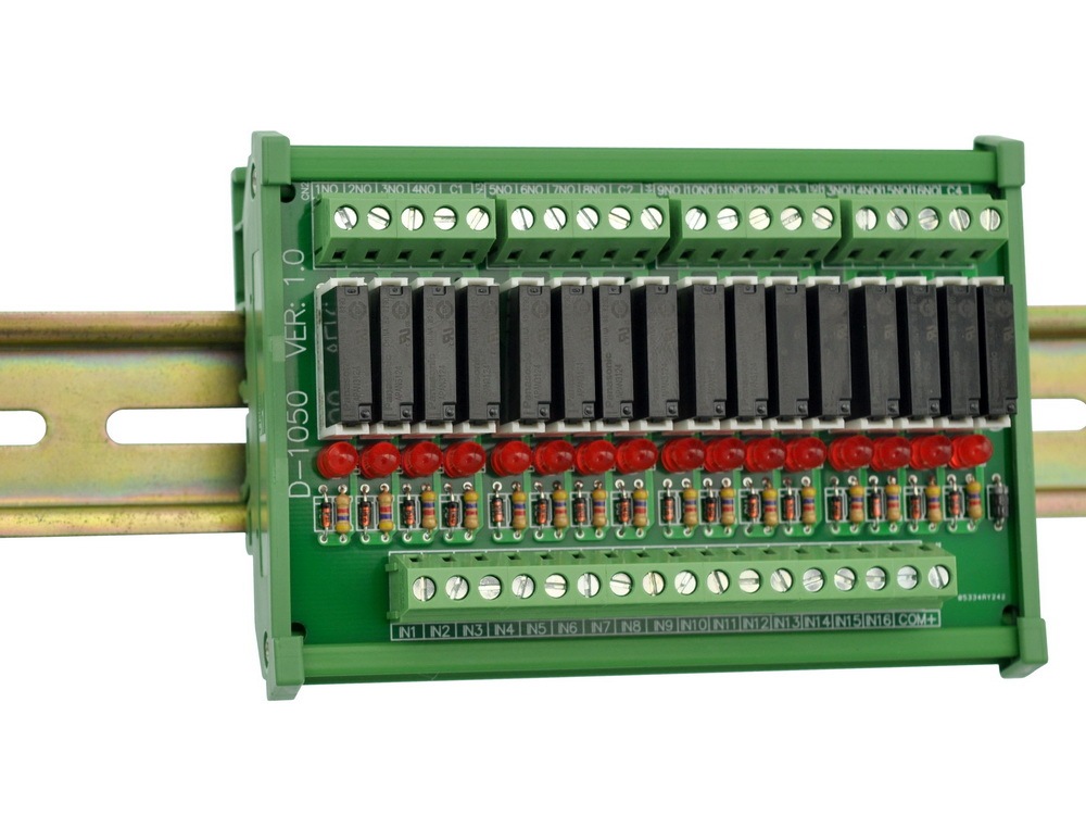 CZH-LABS Slim DIN Rail Mount DC24V Sink/NPN 16 SPST-NO 5A Power Relay Module, APAN3124
