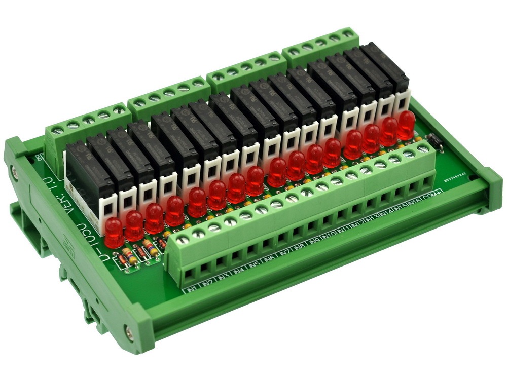 CZH-LABS Slim DIN Rail Mount DC24V Sink/NPN 16 SPST-NO 5A Power Relay Module, APAN3124
