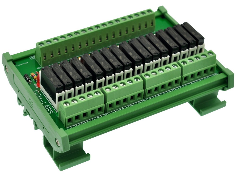 CZH-LABS Slim DIN Rail Mount DC24V Sink/NPN 16 SPST-NO 5A Power Relay Module, APAN3124