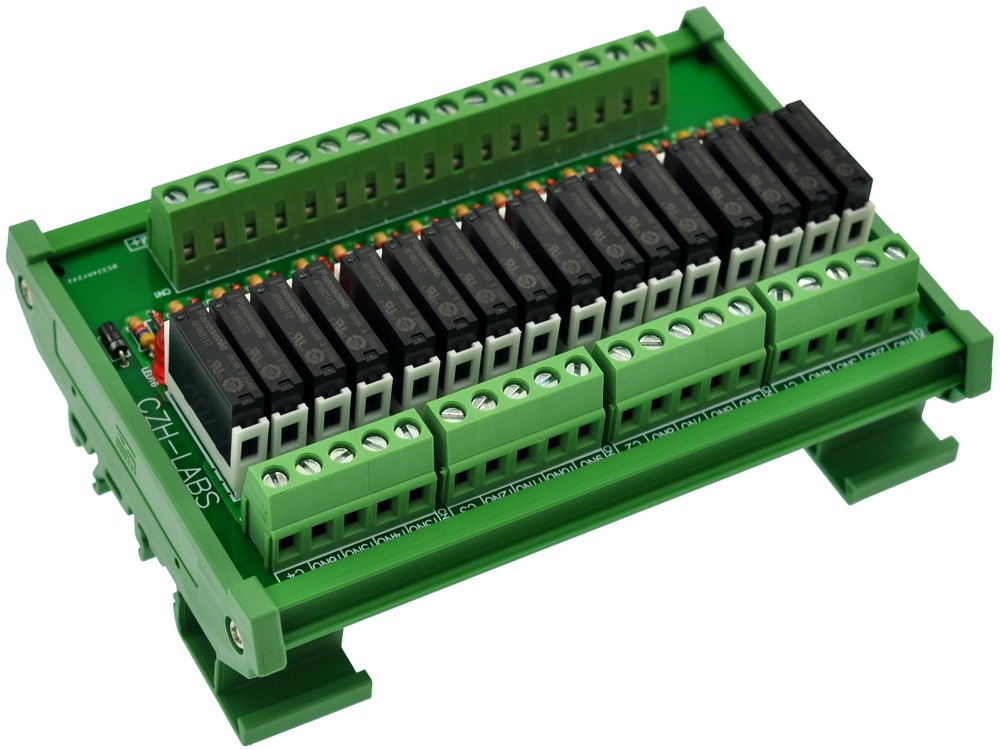 CZH-LABS Slim DIN Rail Mount DC12V Sink/NPN 16 SPST-NO 5A Power Relay Module, APAN3112