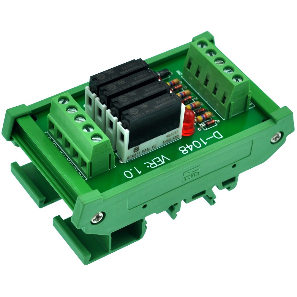 CZH-LABS Slim DIN Rail Mount DC5V Sink/NPN 4 SPST-NO 5A Power Relay Module, APAN3105