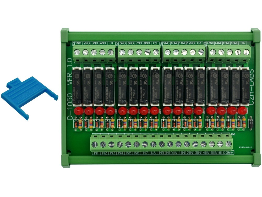 CZH-LABS Slim DIN Rail Mount DC12V Sink/NPN 16 SPST-NO 5A Power Relay Module, APAN3112