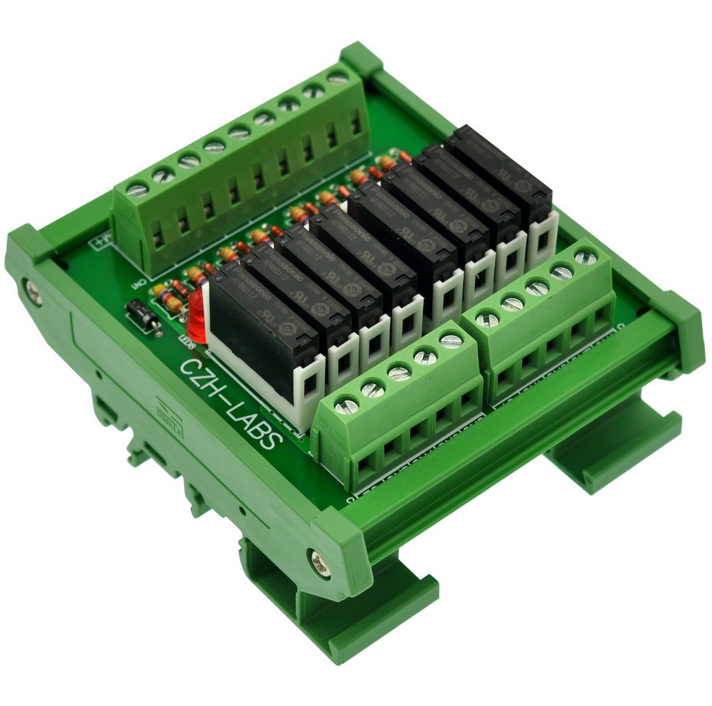 CZH-LABS Slim DIN Rail Mount DC12V Sink/NPN 8 SPST-NO 5A Power Relay Module, APAN3112